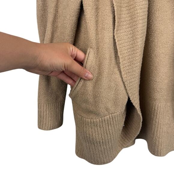 Barefoot Dreams Tan CozyChic Lite Circle Cardigan Loungewear w/ Pockets - Medium - Picture 3 of 6
